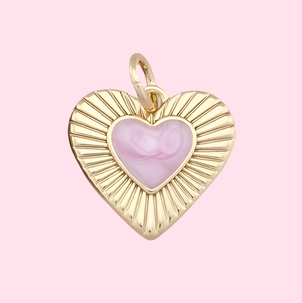 pink and gold heart charm