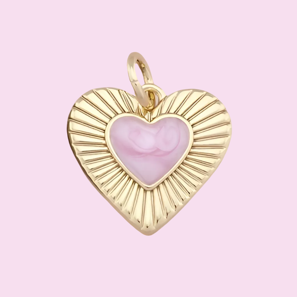pink and gold heart charm