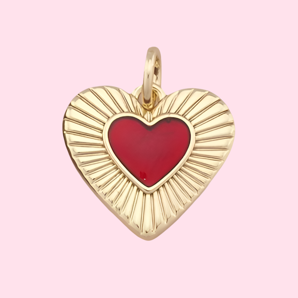 gold and red heart charm