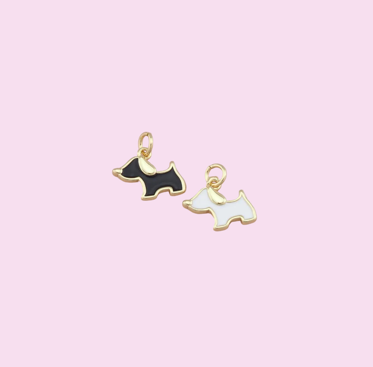 black and gold dog charm
