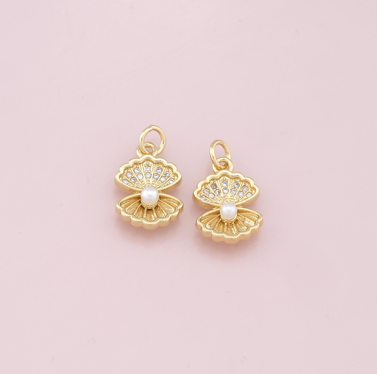 gold shell with pearl charm