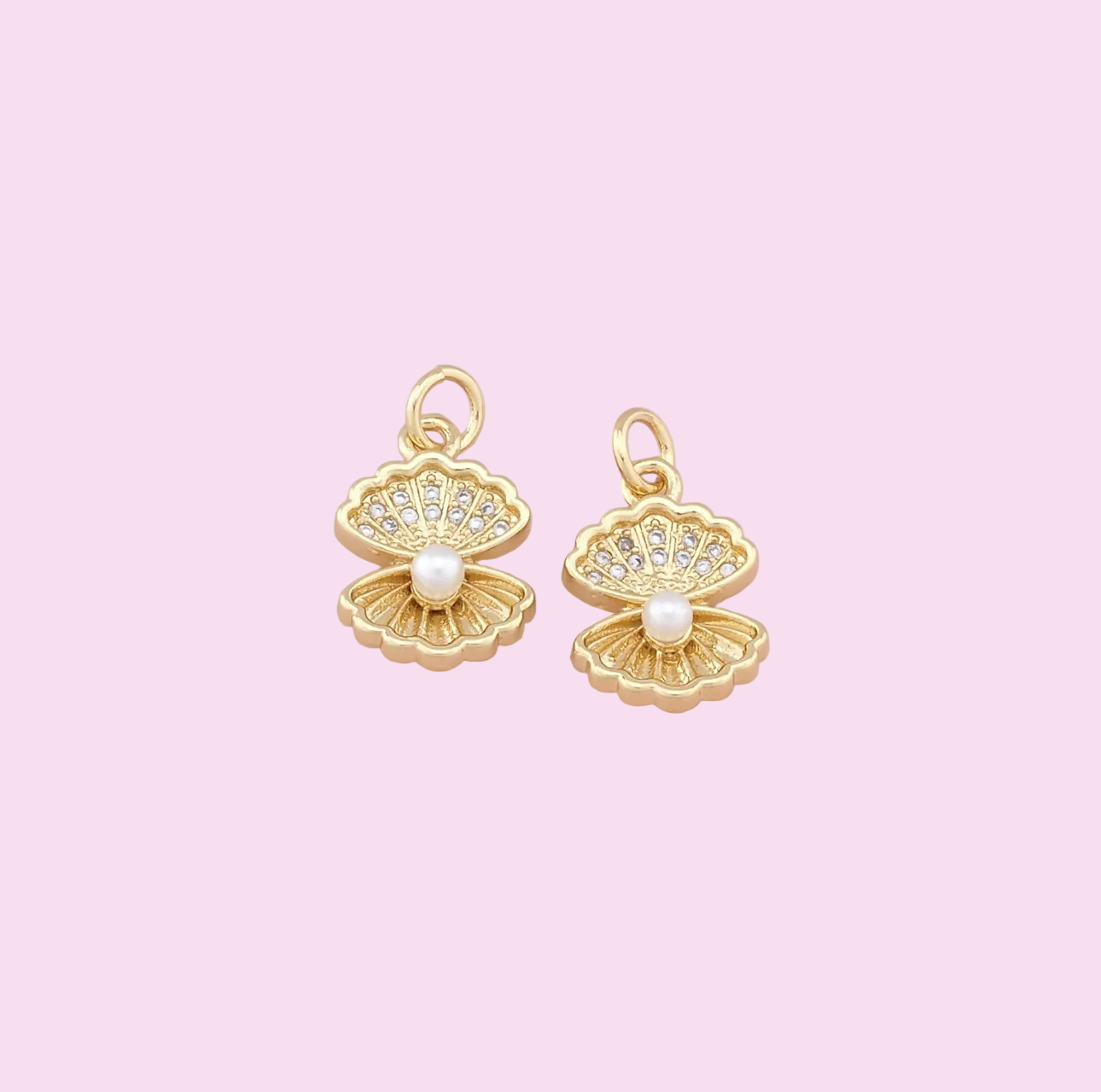 gold shell with pearl charm