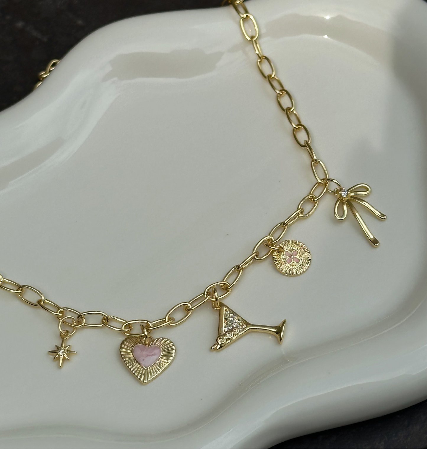 pink tini necklace