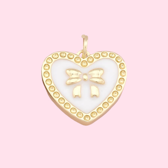 gold bow heart charm