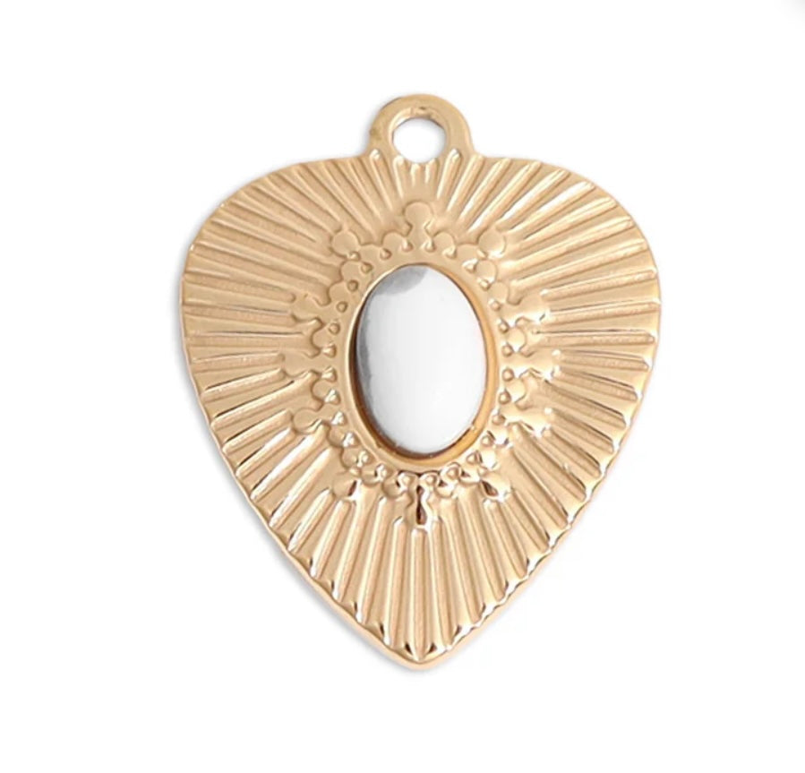 18K Gold Howlite Sunburst Charm