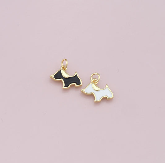 black and gold dog charm