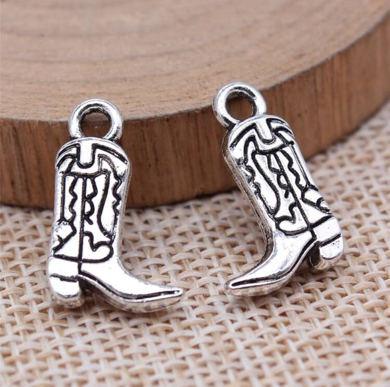 silver cowboy boot charm