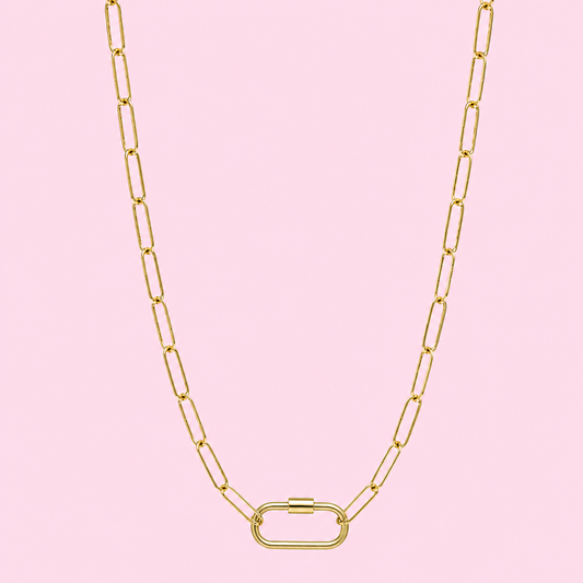 gold carabiner necklace
